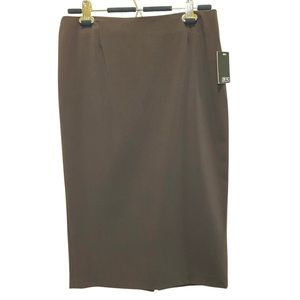 Zinc Brown High-Waist Pencil Skirt